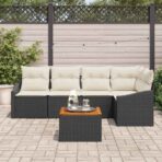 Gartensofa-set mit Speicher 6 pcs Schwarz und Creme Poly-Rattan – Bild 3