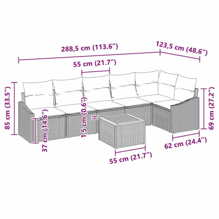 Gartensofa-set mit Speicher 7 pcs Schwarz und Creme Poly-Rattan – Bild 13