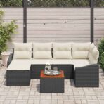 Gartensofa-set mit Speicher 7 pcs Schwarz und Creme Poly-Rattan – Bild 3