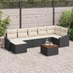 Gartensofa-set mit Speicher 8 pcs Schwarz und Creme Poly-Rattan