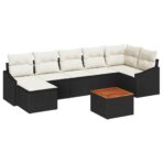 Gartensofa-set mit Speicher 8 pcs Schwarz und Creme Poly-Rattan – Bild 2