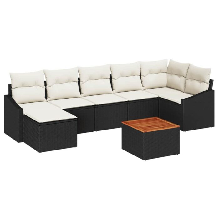 Gartensofa-set mit Speicher 8 pcs Schwarz und Creme Poly-Rattan – Bild 2