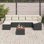 Gartensofa-set mit Speicher 8 pcs Schwarz und Creme Poly-Rattan – Bild 3
