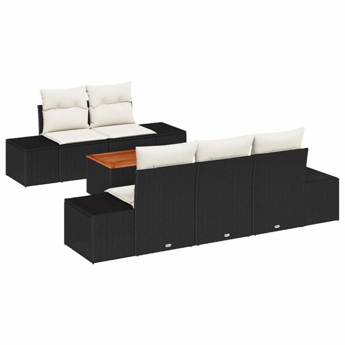 Gartensofa-set mit Speicher 6 pcs Schwarz und Creme Poly-Rattan – Bild 2