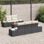 Gartensofa-set mit Speicher 6 pcs Schwarz und Creme Poly-Rattan – Bild 3