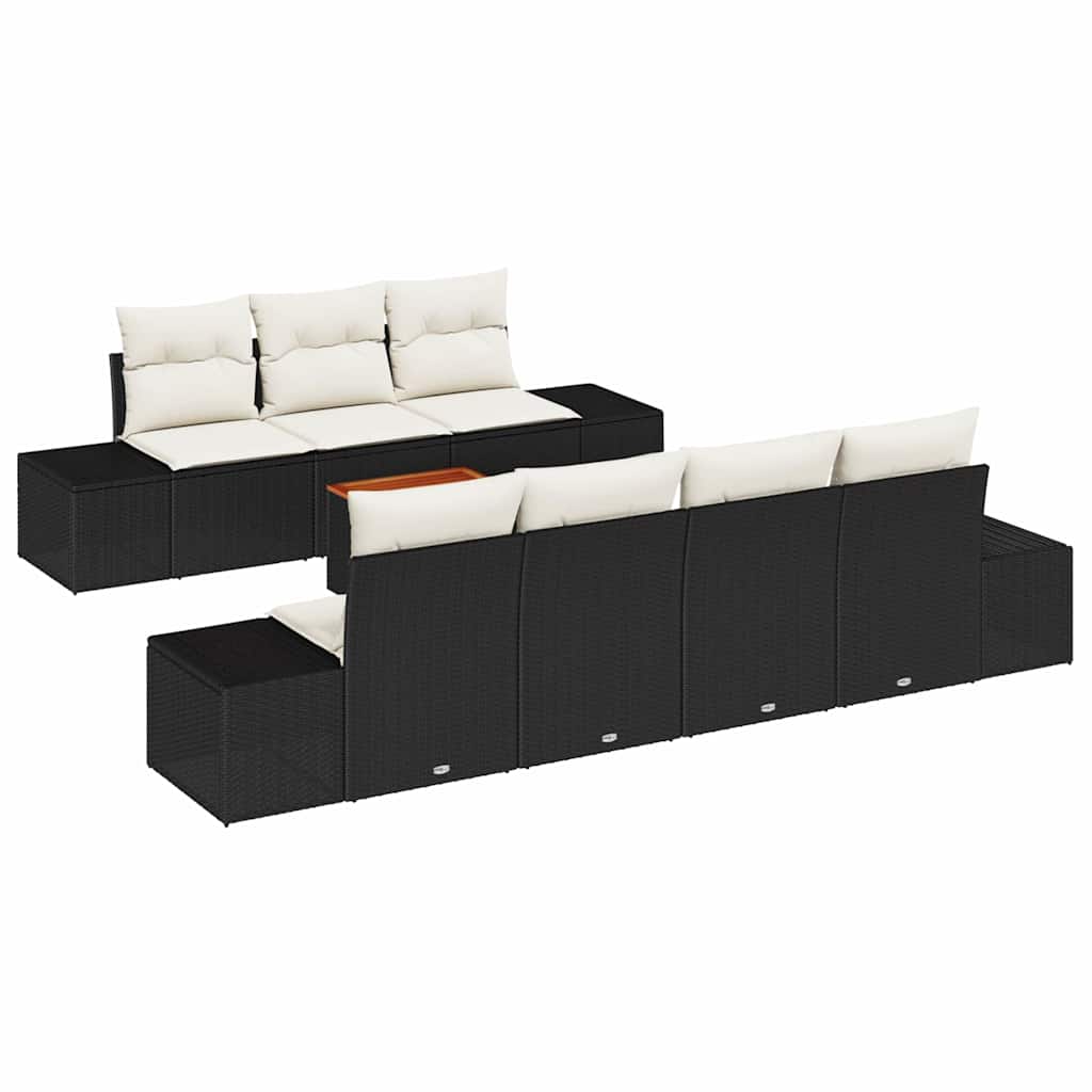 3356584_1.jpg Gartensofa-set mit Speicher 8 pcs Schwarz und Creme Poly-Rattan – Bild 1