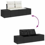 Gartensofa-set mit Speicher 8 pcs Schwarz und Creme Poly-Rattan – Bild 5