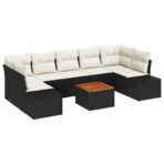 Gartensofa-set mit Speicher 8 pcs Schwarz und Creme Poly-Rattan – Bild 2