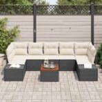 Gartensofa-set mit Speicher 8 pcs Schwarz und Creme Poly-Rattan – Bild 3