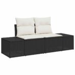 Gartensofa-set mit Speicher 6 pcs Schwarz und Creme Poly-Rattan – Bild 4