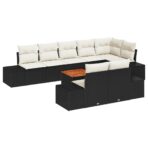 Garten-Sofa-Set 9 pcs Schwarz und Weiss – Bild 2