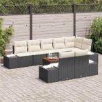 Garten-Sofa-Set 9 pcs Schwarz und Weiss – Bild 3