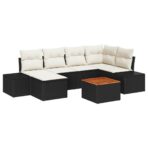 Garten-Sofa-Set 7 pcs Schwarz und Weiss – Bild 2