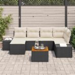 Garten-Sofa-Set 7 pcs Schwarz und Weiss – Bild 3