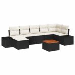 Garten-Sofa-Set 8 pcs Schwarz und Weiss – Bild 2