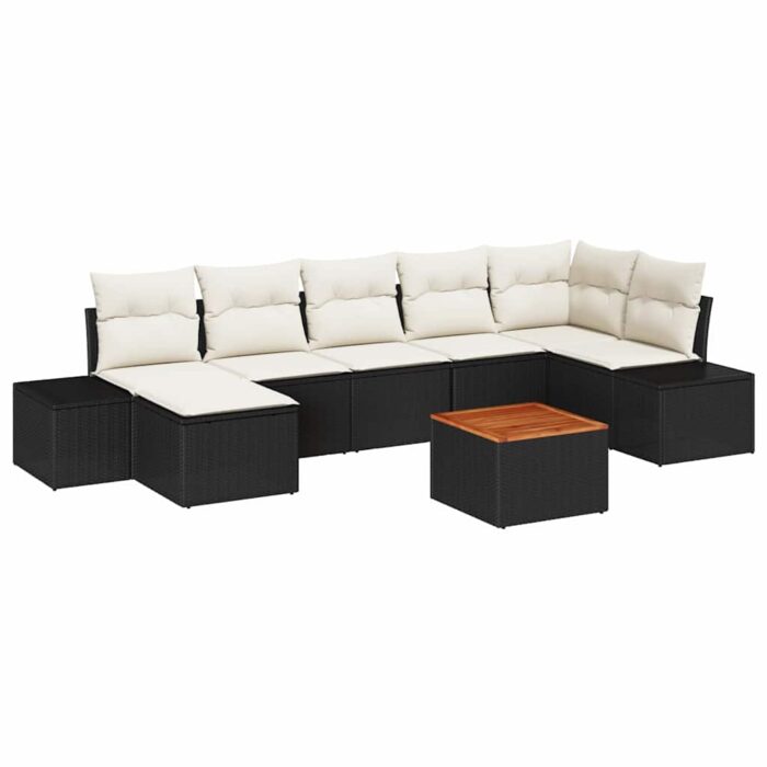 Garten-Sofa-Set 8 pcs Schwarz und Weiss – Bild 2