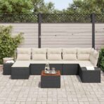 Garten-Sofa-Set 8 pcs Schwarz und Weiss – Bild 3