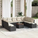 Garten-Sofa-Set 10 pcs Schwarz und Weiss