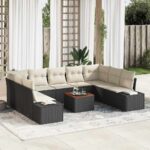 Garten-Sofa-Set 10 pcs Schwarz und Weiss