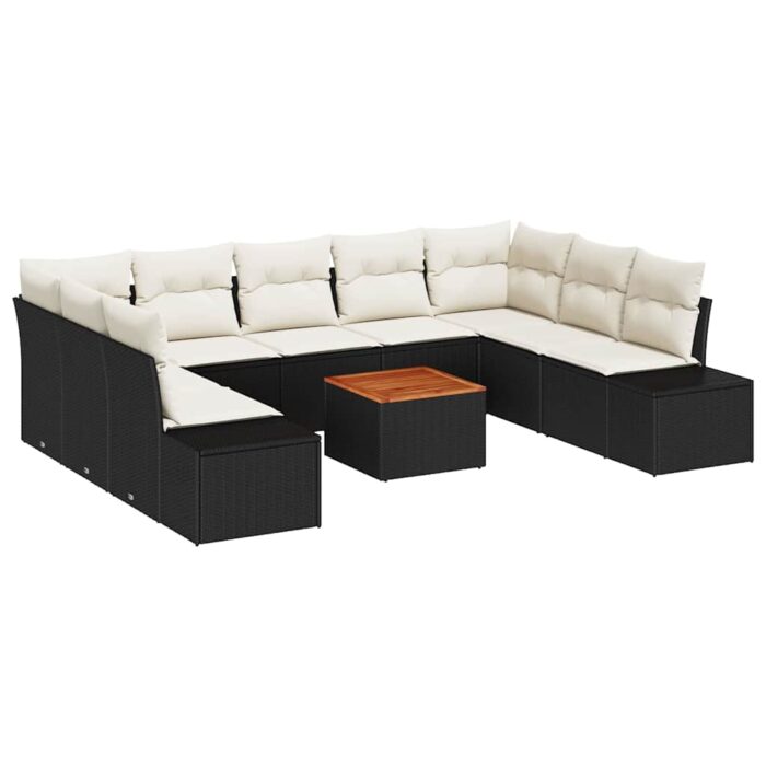 Garten-Sofa-Set 10 pcs Schwarz und Weiss – Bild 2