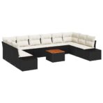 Garten-Sofa-Set 11 pcs Schwarz und Weiss – Bild 2