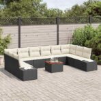 Garten-Sofa-Set 11 pcs Schwarz und Weiss – Bild 3