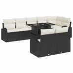 Garten-Sofa-Set mit Speicher 9 pcs Schwarz Poly Rattan – Bild 2