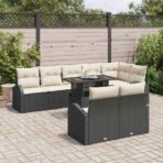 Garten-Sofa-Set mit Speicher 9 pcs Schwarz Poly Rattan – Bild 3