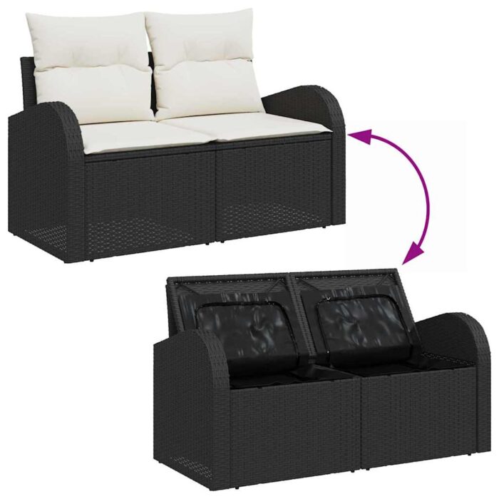Garten-Sofa-Set mit Speicher 7 pcs Schwarz Poly Rattan – Bild 12