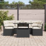 Garten-Sofa-Set mit Speicher 7 pcs Schwarz Poly Rattan – Bild 3