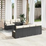 Garten-Sofa-Set mit Speicher 8 pcs Schwarz Poly Rattan