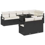 Garten-Sofa-Set mit Speicher 9 pcs Schwarz Poly Rattan – Bild 2