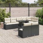 Garten-Sofa-Set mit Speicher 9 pcs Schwarz Poly Rattan – Bild 3