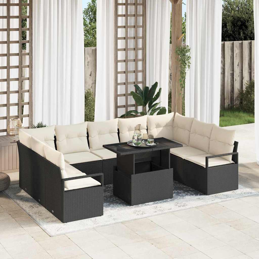 3357620_1.jpg Garten-Sofa-Set mit Speicher 10 pcs Schwarz Poly Rattan – Bild 1