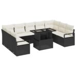 Garten-Sofa-Set mit Speicher 10 pcs Schwarz Poly Rattan – Bild 2