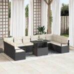 Gartensofa-set mit Kissen 11 pcs Schwarz Poly-Rattan