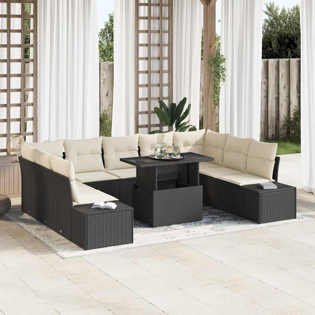 3357980_1.jpg Garten-Sofa-Set mit Speicher 10 pcs Schwarz Poly Rattan – Bild 1