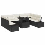 Garten-Sofa-Set mit Speicher 10 pcs Schwarz Poly Rattan – Bild 2