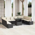 Garten-Sofa-Set mit Speicher 11 pcs Schwarz Poly Rattan