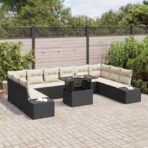 Garten-Sofa-Set mit Speicher 11 pcs Schwarz Poly Rattan – Bild 3