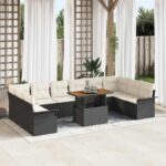 Garten-Sofa-Set mit Speicher 11 pcs Schwarz Poly Rattan