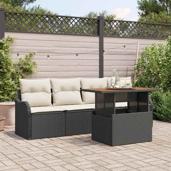 3358126_1.jpg Gartensofa-set mit Speicher 5 pcs Schwarz Poly-Rattan – Bild 1