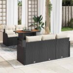 Garten-Sofa-Set mit Speicher 6 pcs Schwarz Poly Rattan