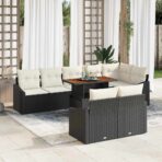 Garten-Sofa-Set mit Speicher 9 pcs Schwarz Poly Rattan