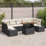 Garten-Sofa-Set mit Speicher 8 pcs Schwarz Poly Rattan