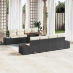 Garten-Sofa-Set mit Speicher 9 pcs Schwarz Poly Rattan