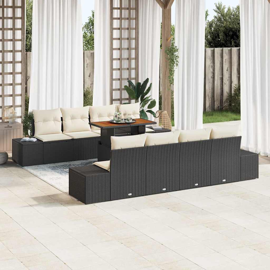 3358672_1.jpg Garten-Sofa-Set mit Speicher 9 pcs Schwarz Poly Rattan – Bild 1