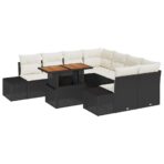 Garten-Sofa-Set mit Speicher 9 pcs Schwarz Poly Rattan – Bild 2