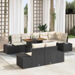 Garten-Sofa-Set mit Speicher 9 pcs Schwarz Poly Rattan