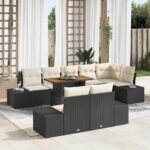 Garten-Sofa-Set mit Speicher 9 pcs Schwarz Poly Rattan